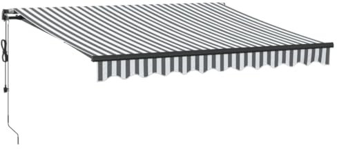 vidaXL Gelenkarmmarkise, Markise Ausziehbar Automatisch mit LEDs, Sonnenmarkise für Terrasse Balkon, Sonnenschutz Balkonmarkise Terrassenmarkise, Anthrazit Weiß 300x250cm