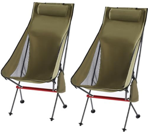 ZTGL C(2ps), Campingstuhl Faltbar für Outdoor, Ultraleicht Angelstuhl aus Aluminium, Camping Stuhl Klappbar, mit Tragtasche, Klappbarer Gartenstuhl mit Hoher Rückenlehne