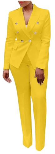 Keepink Womens Suits for UK Trouser Suits Formal Elegant Trouser-Suit 2 Piece Office Work Suit Blazer Pants Loose Fit Business Set Stretchy Solid Colored Work Sets
