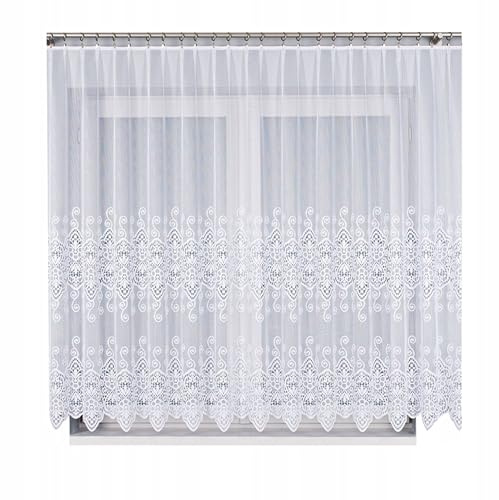 Gardinen Vorhangen Weiß 300x250 cm (BxH) Merlot Jacquard Gardinen mit Kräuselband Kurz Lang Scheibengardine Wohnzimmer Vorhänge Fertiggardine Küchengardinen Kurzstores Stores Transparent
