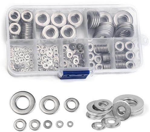 Washers for Screws Bolts Set 180Pcs Metal Stainless Steel Washers Assorted Flat Repair Bolt Washer for Screws M2 M2.5 M3 M4 M5 M6 M8 M10