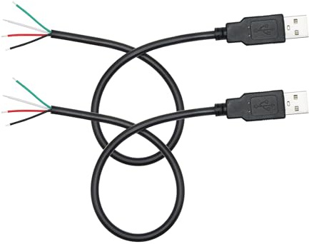 Riertostng Kurzer USB A Stecker auf 4 Pin Blankes Kabel 11inch, 22AWG 5V/3A Stecker 4 Pin Pigtail mit offenem Ende Strom und Daten, für Geräte Installiert oder Ersatz Reparatur DIY Kabel