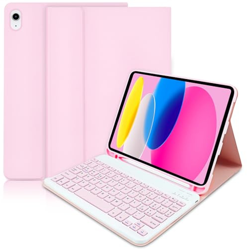 Lupxiu Custodia con Tastiera per iPad 10 Generazione 10.9” 2022/(A16) 11a generazione 11'' 2025, Italiano QWERTY, Tastiera Custodia Wireless Rimovibile per iPad 11/10 Gen-rosa