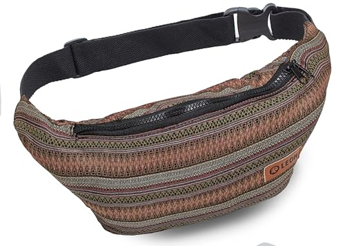 Leon Gürteltasche Bauchtasche Hüfttasche 100% Baumwolle Fanny Pack Belly Belt Moon Bag Bumbag Boho Hippie Tribal Damen Herren (GT_Boho_002)