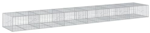 vidaXL Gabionkorg med skydd 600x100x50 cm galvaniserat järn, gabionkorg, stenmur, gabionmur, gabionkorgar, stenmurar, gabinmurar, gabionvägg