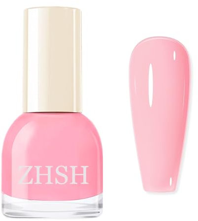 Jelly Pink Nail Varnish - Nude Pink Nail Polish - Translucent Pink No Need Cured Bright and Milky Color Home DIY Manicure Nail Salon Varnish