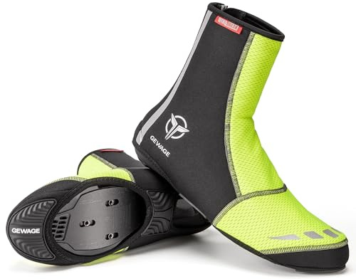 GEWAGE Copriscarpe da bicicletta, unisex, con strisce riflettenti, per mountain bike e bici da corsa (verde fluorescente, L)