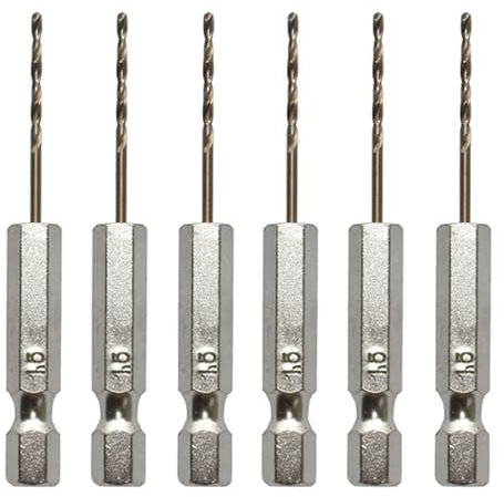 Xiciki 6 Pcs 1.5mm Hex Shank Drill Bits Set, High Speed Steel, Twist Drill Bit, Wood, Stainless Steel, Metal, Plastic