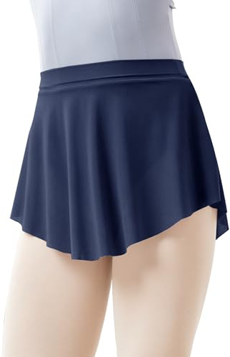 RuiBalletto Girls Women Mesh Dance Skirt with Side Split, Stretchy Pull On Ballet Skirts for Ballerina Dark Blue