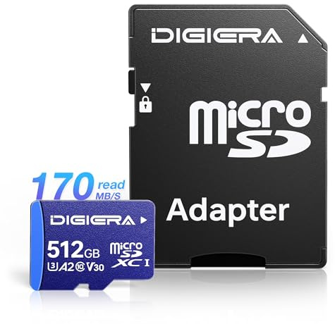 512 GB LT100 microSDXC UHS-I Speicherkarte mit Adapter - bis zu 170 MB/s, C10, U3, V30, Full HD, A2, Micro-SD-Karte für Smartphones, Tablets, Kameras, Spielekonsolen und Drohnen (1 Stück)