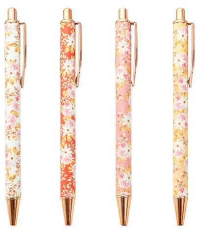 Stylos À Bille Imprimés Floral 4 Pièces Clic Mignons pour Fournitures d’Apprentissage et Bureau