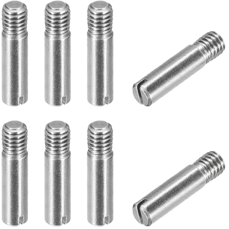 QUARKZMAN 8 Stück M6 x 25mm geschlitzt männlich gerade Gewindestifte, Spannstift Sortiment Zylindrischer Stift aus 304 Edelstahl, Gewindedübel für Möbel Schränke Vitrine Kleiderschrank