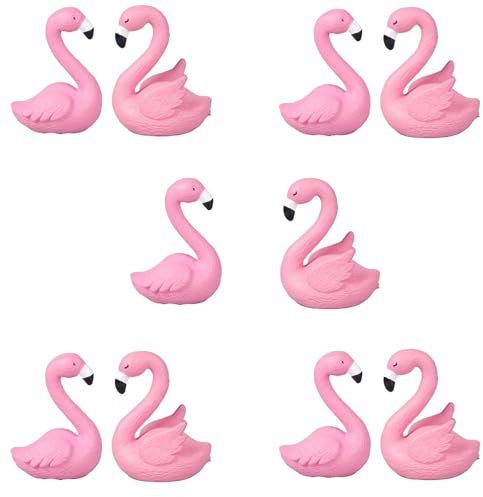 10 Piezas Mini Flamenco de Resina, Rosa Bonito Mini Animales Decoración para Manualidades Decoración Casa de Muñecas Pasteles Hogar Hadas Jardín decoración de Paisaje Acuario Automóvil