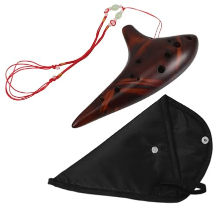 Ocarina in Ceramica a 12 Fori in Do Alto, Strumento Musicale | Accessorio Colore e Professionisti per Principianti Casuale Finitura Coffee , Precision Tuning Suono Gradevole