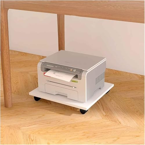Générique Table pour imprimante avec roulettes, Support Mobile en Bois pour imprimante et fax, Chariot de Rangement Blanc pour Bureau, Support imprimante Compact et robusteWhite,59 * 44 * 6.6cmcm
