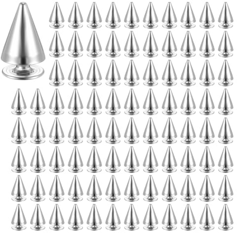 100 uppsättningar 10 mm silver spikar och dubbar metall kula kon spikes skruv tillbaka läder hantverk nit skruvar punk dubbar för kläder skor bälten väskor tillbehör