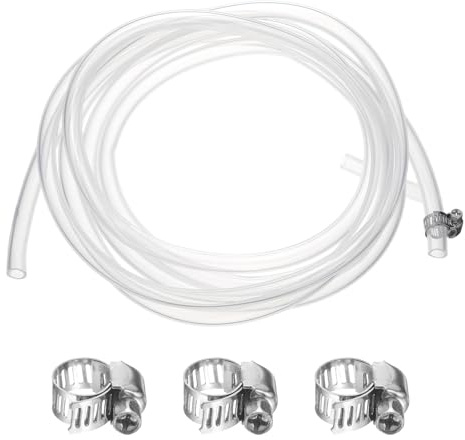 sourcing map Silicone Tubing, 0.28 ID. 0.39 OD. 9.84 ft Length Transparent Tube with Clamps High-Temperature Silicone Hose Tube for Water Oil Transfer, Clear