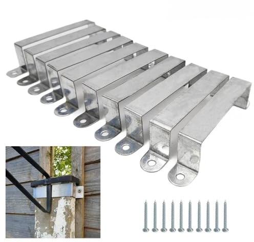 Zhiyu666 10X Fence Panel Security Brackets, Galvanized Steel Fence Clips For Panels, Fits 4x4 Posts, Concrete Or Wooden Fence Post Brackets, Anti-Rattle Fences Brackets With Screws