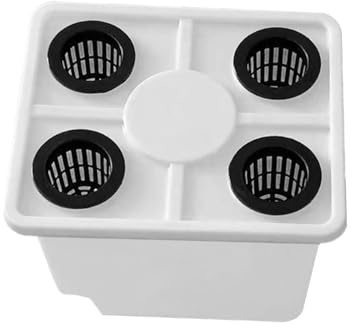 SZLIFE Seau hydroponique pour Plantes, Outil de Culture résistant à l'usure, jardinière de Croissance pour Culture en pour Plantes, légumes, Blanc avec Couvercle à 4 Trous