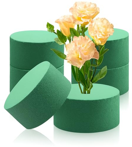 pangdapengpeng 6 Pieces Espuma Floral Redondos 8 x 4cm, Esponja Floral en Forma Cilíndrica para Bodas, Celebraciones Familiares, Flores Frescas, Decoraciones Florales (6PCS)