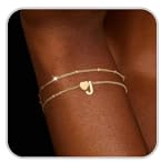 RWQIAN Pulsera con Iniciales para Mujer Plata I Pulsera de doble capa ajustable con Corazón y Letras, Joyas Regalos Perfectos para Mujeres
