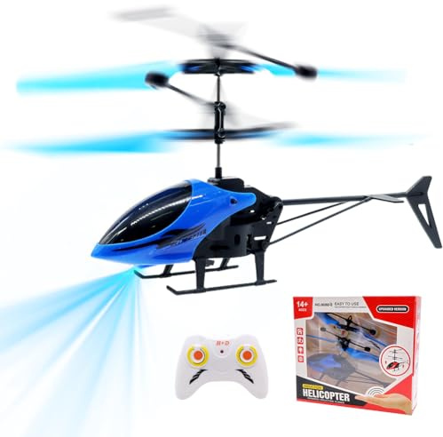WFKKMEQ Remote Control Helicopter for Kids, RC Helicopter Toys, One Key Take Off and Landing, Easy to Fly Indoor and Outdoor Radio RC Flying, for Age 3+ Kids Party Gifts (Blue)