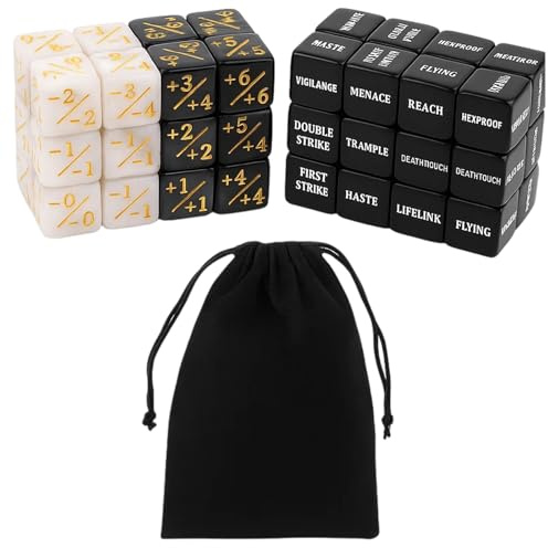 48 Stück MTG Würfel, Zählerwürfel mit Aufbewahrungsbeutel, Magic The Gathering Zubehör für TCG-Kartenspiele, Magic Würfel Set für MTG, Tabletop Spiele und Partys
