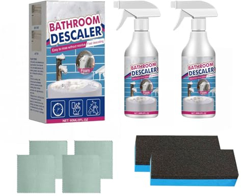 Fleckenentferner für Hartnäckige Flecken, Multifunktional Duschkabinenreiniger, Kalkentferner Dusche Stark, Badezimmer Reiniger Putzmittel für Glas Kanalisation Toiletten, Küche & Wandfliesen (2)