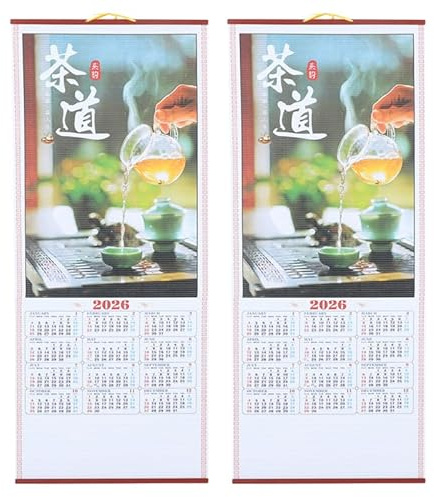 Operitacx Chinesischer Wandkalender 2026 Jahr Des Pferdes HäNgender Mondkalender FüR Zuhause BüRo FrüHlingsfest Dekoration 2 StüCk Papierrollen Kalender