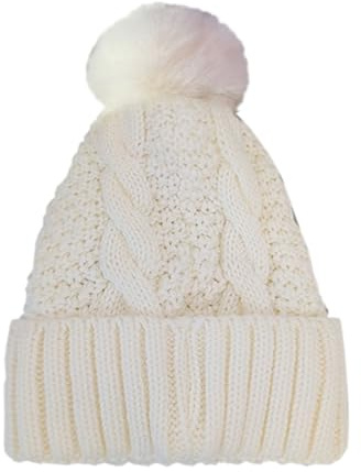 LZPCarra keps med öronlappar damer varm deg tjock stickad hatt med ull mössa med päls, Vit, one size