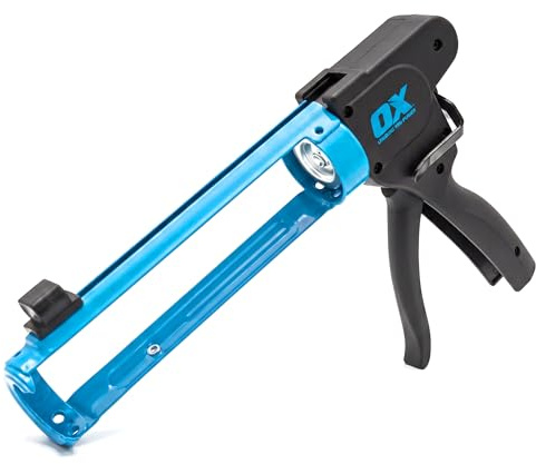 OX Pro Compact Caulk Gun - 10 oz Rodless Manual Caulking Gun Tool - 7:1 Thrust Ratio Designed for Tight Spaces, Includes Belt Clip - Pistola De Silicona