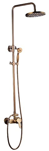 Retro duschamatur YUNRUX termostat duschset, regndusch, duschhuvud med handdusch, duschsystem med termostat, regndusch, duschpelare, duschstång, huvuddusch, handdusch Guld