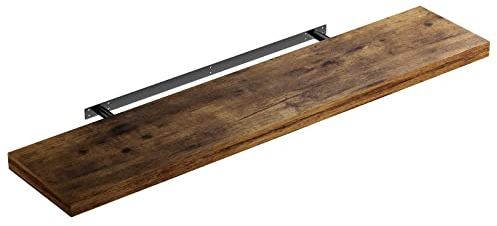 Casaria® Wandregal Holz Dunkle Eiche Regal mit Halterung 15kg Tragkraft Hängeregal Küche Wohnzimmer Flur Wand Schweberegal Bücherregal Regalbrett Schwebend 110cm