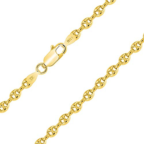 PLANETYS - Kaffeebohne Bohnenkette 925 Sterling Silber 18K Vergoldet Kette - Halskette - 3.2 mm Breite Verschiedene Längen: 40-45-50-55-60-65-70 cm