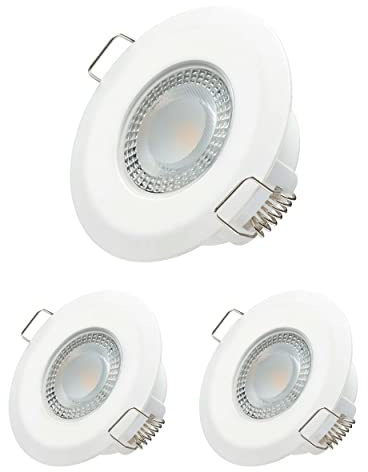 Oktaplex lighting Pack de 3 Focos LED Interior de Techo - Paris Bain 5W 2700K 230V 350lm IP44 RA>97 Blanco cálido Extraplano 30 mm Ojos de Buey LED