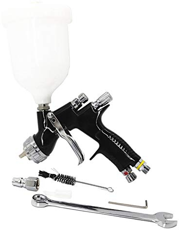 HVLP Lackierpistole Spritzpistole, Farbsprühsystem Wandfarbe Farbspritzpistole Mit 600 Ml Plastikbecher Und Edelstahldüse 1.3Mm, Für Lacke, Lasuren Und Farbmengenregulierung,Schwarz