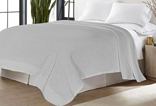 Sapphire Collection Pure 100% organic Cotton thermal Soft Lightweight Adult Cellular Blanket (Silver/Grey, Double 230 * 230cm)