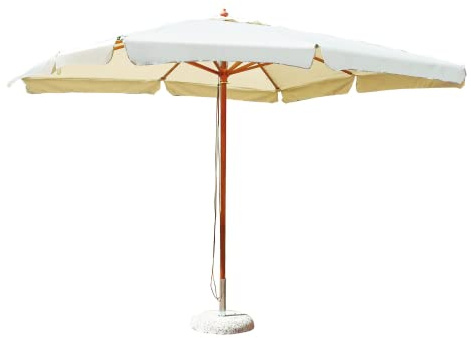 Parasol de jardin 3 x 3 avec poteau central en bois toile écrue