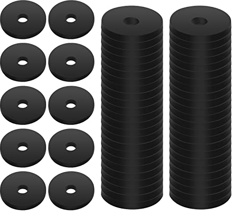 Prasacco Lot de 50 rondelles plates en caoutchouc, durables et résistantes à l'abrasion, rondes noires en caoutchouc pour connexions électriques, réparations automobiles et installation d'appareils