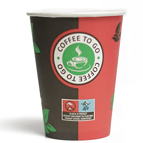 Commerline Lot de 200 Tasses à Café en Carton - Gobelets Jetables en Papier Dur pour Café/Thé à Emporter
