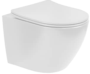 i-flair WC Franco Wand Toilette spülrandlos inkl. WC Sitz mit Softclose Absenkautomatik + abnehmbar - Weiß Matt