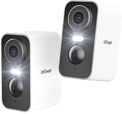 ieGeek No Monthly Fee 2K Wireless Security Camera Outdoor Colorful Night Vision, Rechargeable Battery CCTV Camera Systems, WiFi Home Security Camera, Motion Detection, Siren Light,2 Pack/2PCS Set