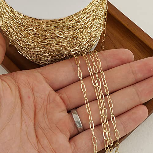2 Yards 14k Gold Filled Paper Clip Chain - Unfinished, Perfect for Bracelets & Necklaces - Link Chain for Jewelry Making (3.1x6.6 MM)