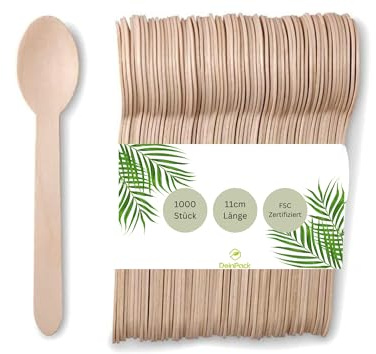 DeinPack 1000 Kaffeelöffel 11cm aus Birke Einweg-Holzbesteck kompostierbar | Nachhaltige Kaffeelöffel aus Birkenholz, biologisch abbaubar und ideal für Kaffee, Dessert, Catering, Gastronomie und Events.