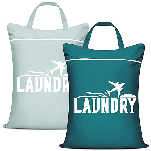 2 Pcs Large Travel Laundry Bag Washable Waterproof Wet Bag Dirty Clothes Bag Swimsuit Workout Bag for Gym Clothes Laundry Wet Clothes Swimming Pool Yoga College Dorm (Blue+Grey)