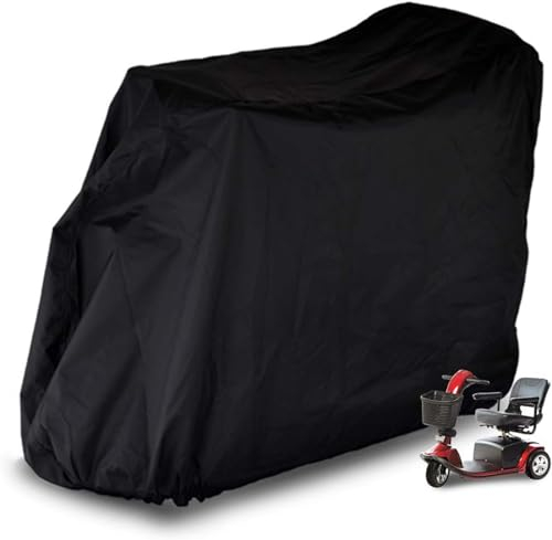 Robuste Abdeckung für Elektromobil, 115 x 60 x 100 cm, wasserdicht, 600D Oxford-Gewebe, regenfeste Streifen, Schnallen und elastisch, Mobilitäts-Regenschutz mit Aufbewahrungstasche für die