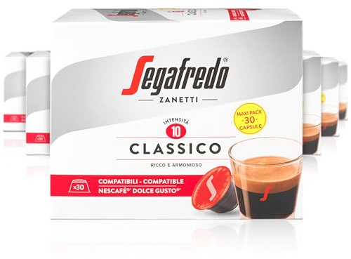 Segafredo Zanetti 180 Classico Coffee Capsules Compatible with Dolce Gusto by Nescafé - Classic Flavor, Medium Roast (6 Boxes of 30 Capsules Each)