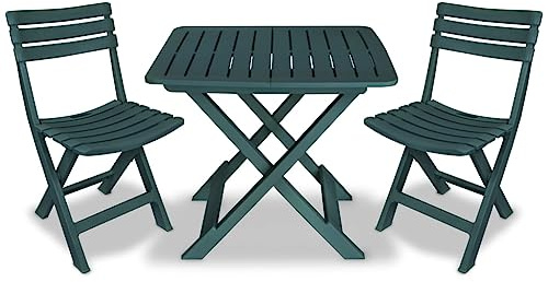 ZQQLVOO Gartenlounge Balkonmöbel Kleiner Balkon Gartensofa 3-TLG. Bistro-Set Klappbar Kunststoff Grün