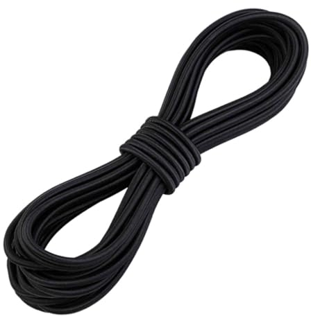 3 mm x 5 m Corda Elastica Nero,Rotonda Alta Elasticità Cordino Finitura Liscia Resistente ed Estensibile,per Lavori di Cucito Fai da Te Artigianato Tenda Zaino Maschere e Cappelli da Festa
