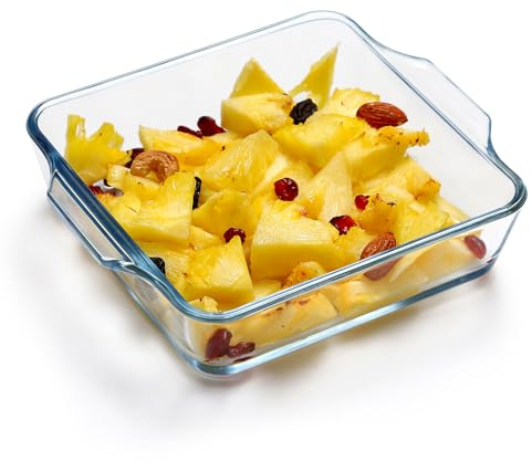 NUTRIUPS Pirofila quadrata in vetro da 15,5 cm, mini pirofila in vetro borosilicato, piccola casseruola, lasagnera da forno 0.8L